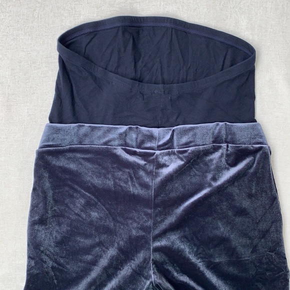 H&M Mama Blue Velour Velvet Jogger Maternity Pants - Picture 8 of 13